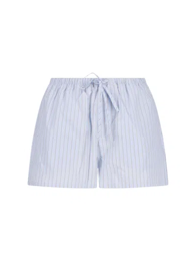 Dunst 100% Cotton Striped Trousers For Women In Light Blue