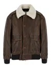 Dunst Detachable A-2 Leather Blouson Jacket With Classic Collar And Zip Front In Multi