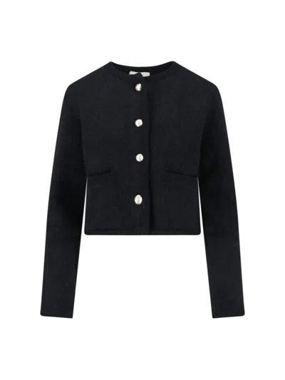 Dunst Button Cardigan In Black