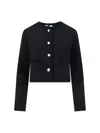 Dunst Black Crewneck Jacket With Contrasting Jewel Buttons In Black