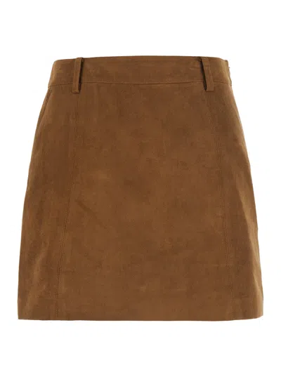 Dunst Alter Suede Mini Skirt With Back Closure In Brown