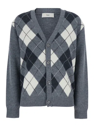 Dunst Argyle V-neck Wool Cardigan For Women In Grey
