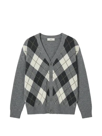 Dunst Argyle-intarsia V-neck Cardigan In Grey