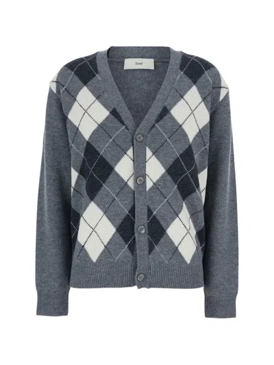 Dunst Argyle-pattern Wool Cardigan In Gray