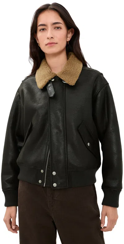 Dunst Aviator Faux Suede Jacket Black