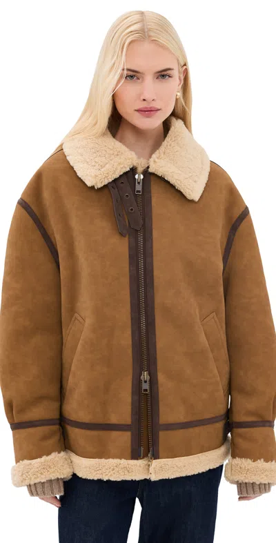 Dunst B-3 Faux Suede Jacket Camel