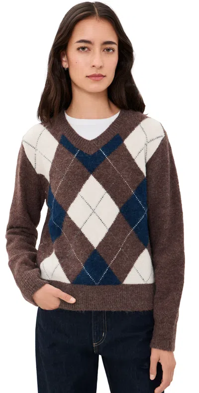 Dunst Baby Alpaca Argyle Sweater Greyish Brown