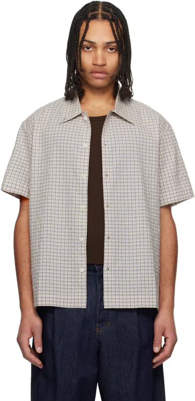 Dunst Beige Collared Checked Shirt In Beige Check
