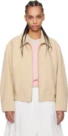 Dunst Beige Collared Faux-suede Jacket In Cream
