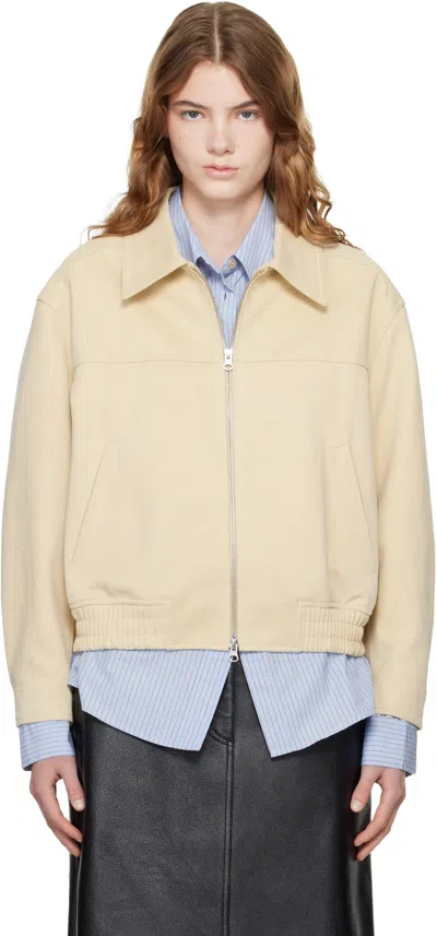 Dunst Beige Collared Faux-suede Jacket In Neutral