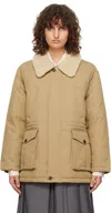 Dunst Beige Collared Half Down Jacket In Classic Beige
