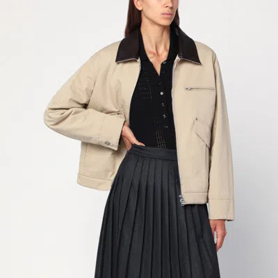 Dunst Beige Cotton Zip Jacket In Sand