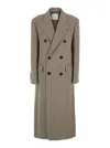 Dunst Beige Double-breasted Coat With Peak Revers In Wool Woman In Multi