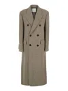 Dunst Beige Double-breasted Coat With Peak Revers In Wool Woman In Multi