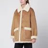 Dunst Beige Faux-leather Shearling-effect Coat In Brown