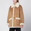 Dunst Beige Fauxleather Shearlingeffect Coat