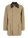 Dunst Beige Jacket With Corduroy Collar And Front Snap Button Closure In Cotton Woman In Beige