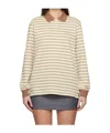 Dunst Beige Multi Stripe Collared Polo In Brown