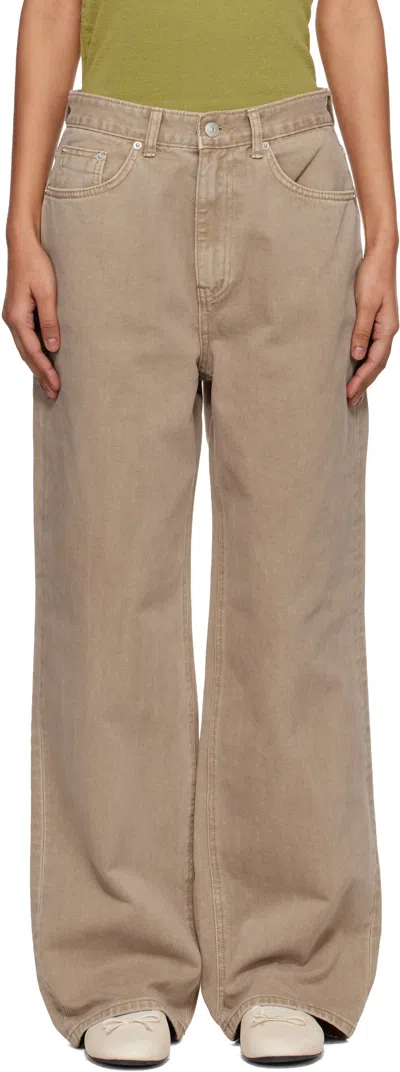 Dunst Beige Relaxed Wide Jeans