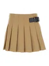Dunst Beige Skirt With Adjustable Side Belt And Pleated Details In Fabric Woman In Beige