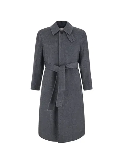 Dunst Belted Long-sleeve Coat In Grey