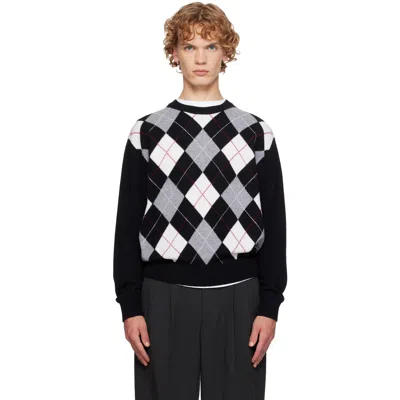 Dunst Black Argyle Crew Neck Sweater