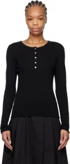 Dunst Black Buttoned Knit T-shirt In Black