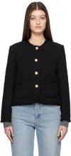 Dunst Black Crewneck Jacket With Contrasting Jewel Buttons In Black