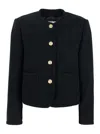 Dunst Black Crewneck Jacket With Contrasting Jewel Buttons