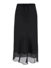 Dunst Black Double-layer Long Skirt In Viscose Blend Woman In Black