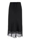 Dunst Black Skirt With Side Knot Closure And Semi-transparent Hem In Viscose Woman In Black