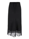Dunst Black Skirt With Side Knot Closure And Semi-transparent Hem In Viscose Woman In Black