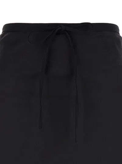 DUNST BLACK DOUBLE-LAYER LONG SKIRT IN VISCOSE BLEND WOMAN