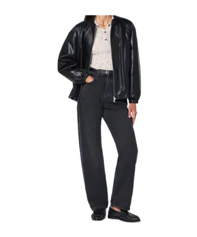 DUNST BLACK FAUX LEATHER ZIP JACKET