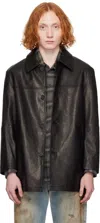 Dunst Black Half Leather Jacket In Black