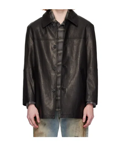 DUNST BLACK HALF LEATHER JACKET