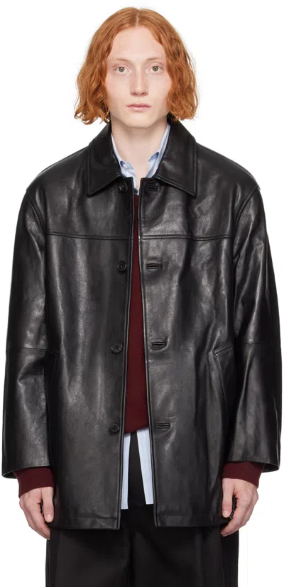 Dunst Black Half Leather Jacket