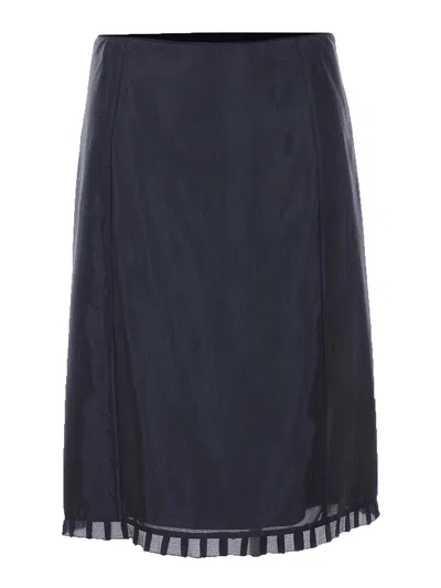 Dunst Black H-line Laced Midi Skirt In Blue