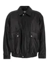 Dunst Black Jacket With Pockets On The Front And Elastic Hem In Leather Man In Black