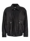 Dunst Black Jacket With Pockets On The Front And Elastic Hem In Leather Man In Black