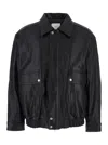 Dunst Black Jacket With Two Front Pockets And Distressed Effect In Leather Man In Black