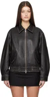 Dunst Blouson Leather Jacket In Brushed Black