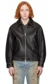 Dunst Black Lambskin Leather Jacket In Brushed Black