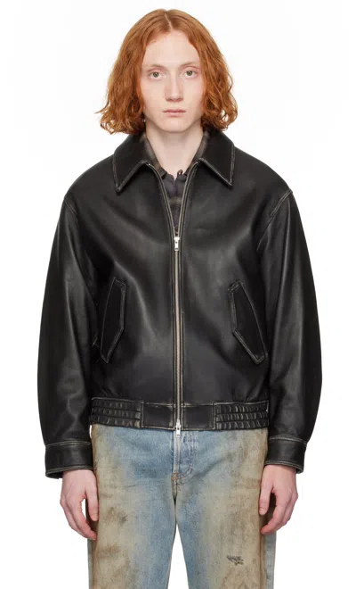 Dunst Black Lambskin Leather Jacket In Brushed Black