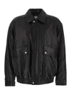 Dunst Black Jacket With Pockets On The Front And Elastic Hem In Leather Man In Black