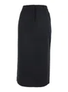 Dunst Black Long Skirt With Belt Loops And Rear Single Slit In Wool Blend Woman In Black