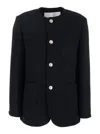 Dunst Black Oversize Collarless Jacket In Black