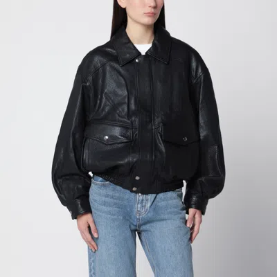 Dunst Black Oversized Lambskin Blouson With Two-way Zip
