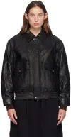 Dunst Black Oversized Leather Jacket In Black
