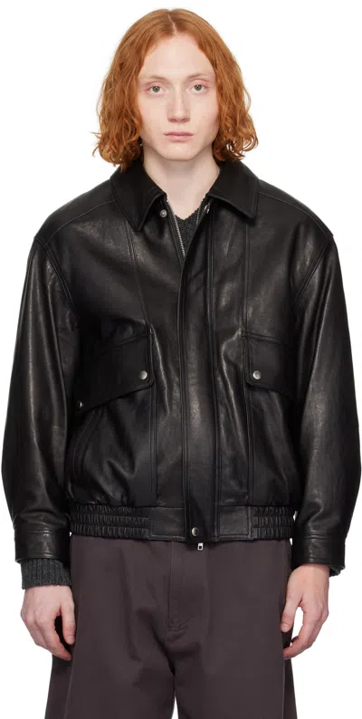 Dunst Black Oversized Vintage Leather Jacket
